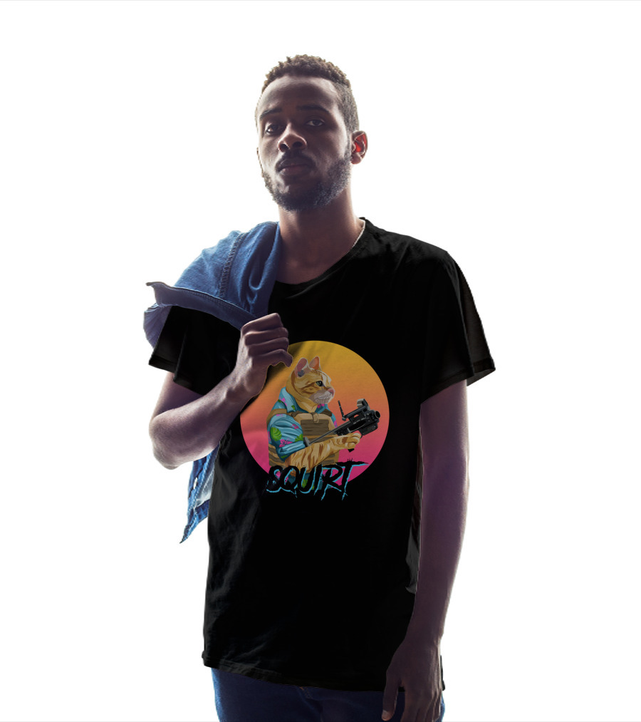 Squirt Cat Rainbow Sunset Tactical Operator T-Shirt