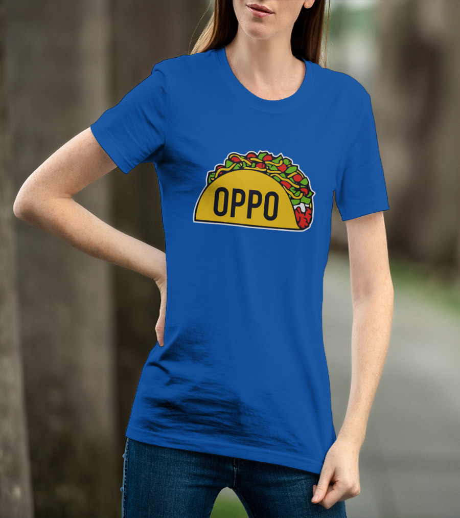 OPPO Taco Graphic On Vibrant Blue Background T-Shirt