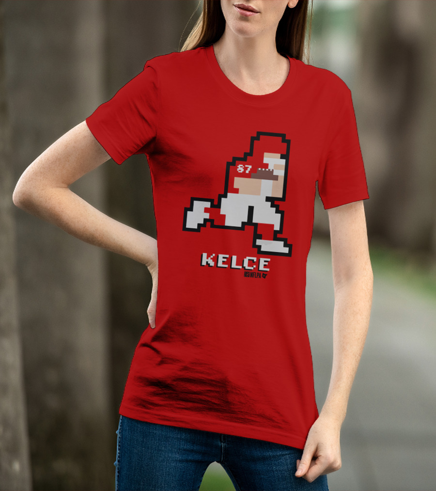Kelce 87 NFLPA 8 Bit Retro Football Red T-Shirt