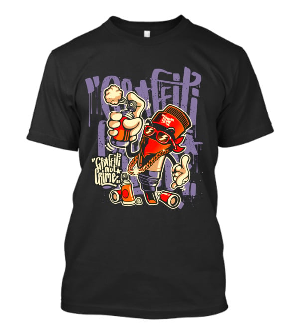 Graffiti Not Crime Spray Paint Character With Red Hat And Sunglasses T-Shirt