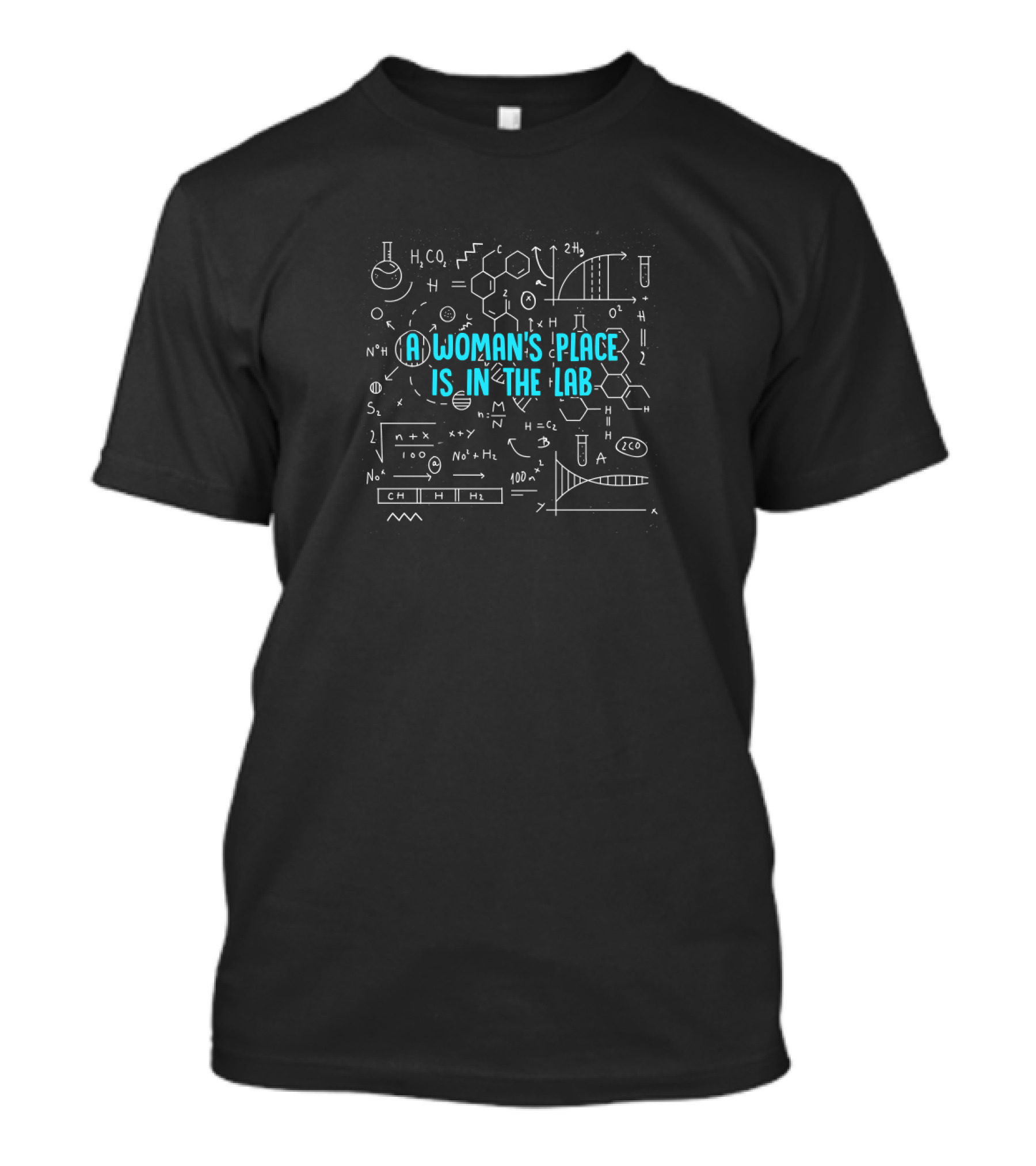 A Woman's Place Is In The Lab Science Equations Chemistry Physics Icons T-Shirt