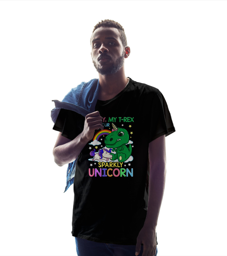 Sorry My T-Rex Ate Your Sparkly Unicorn Rainbow Stars Clouds T-Shirt