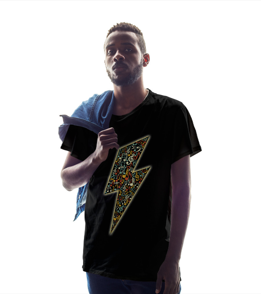Electro Music DJ Lightning Bolt Musical Notes Disco Music Iconic T-Shirt