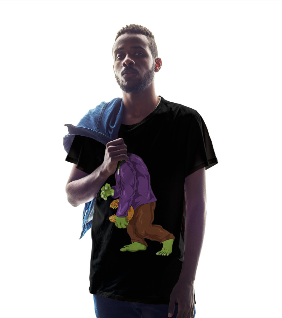 Frankenstein Bigfoot Carrying Pumpkin Funny Halloween Monster Zombie T-Shirt
