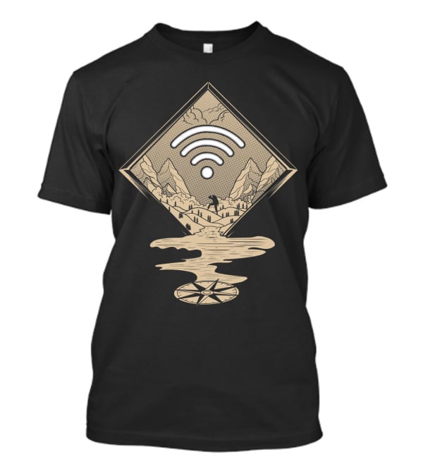 Funny Hiking No Internet No Signal WiFi Explorer Hiker Mountains T-Shirt