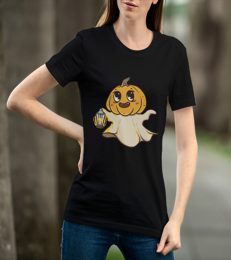 Ghost Pumpkin Kawaii Lantern-Faced Jack O' Lantern T-Shirt