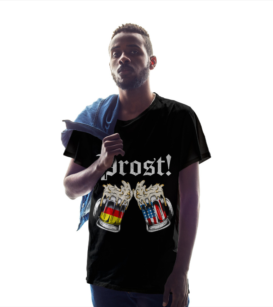 Prost Cheers German American Flag Beer Mugs Oktoberfest T-Shirt
