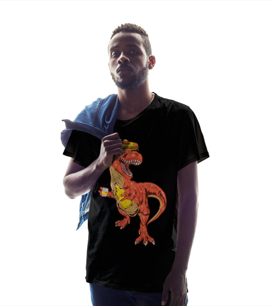 Tequilasaurus Rex Dinosaur Tequila Drinking Team Sombrero Fiesta T-Shirt