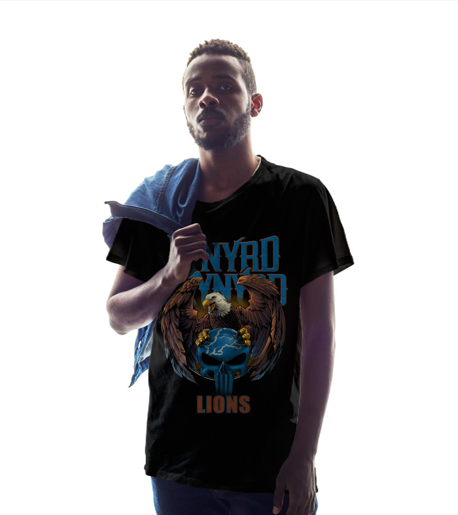 Lynyrd Skynyrd Lions Eagle Holding Globe Skull T-Shirt