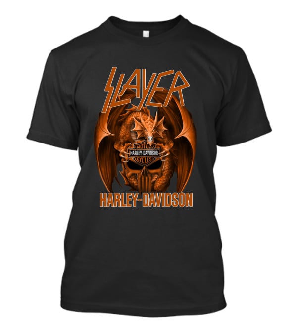 Slayer Harley Davidson Moto Cycles Skull Dragon T-Shirt