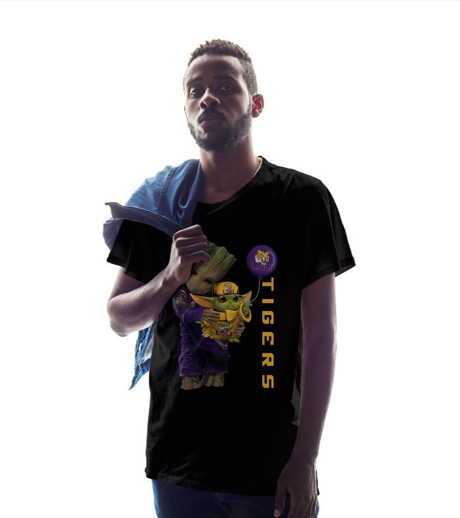 Groot And Baby Yoda Lsu Tigers Fan Gear T-Shirt