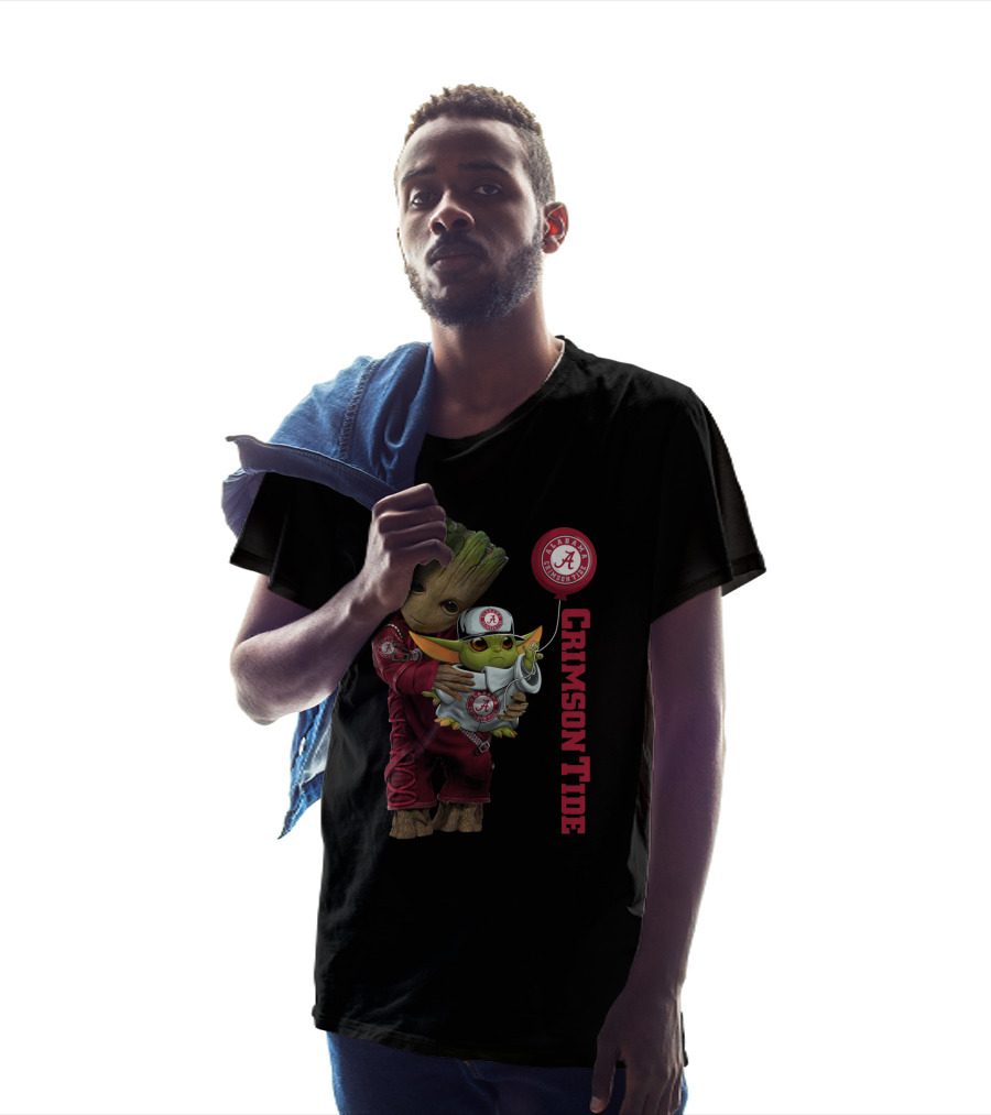 G&Y-Alabama Crimson Tide Groot And Baby Yoda T-Shirt