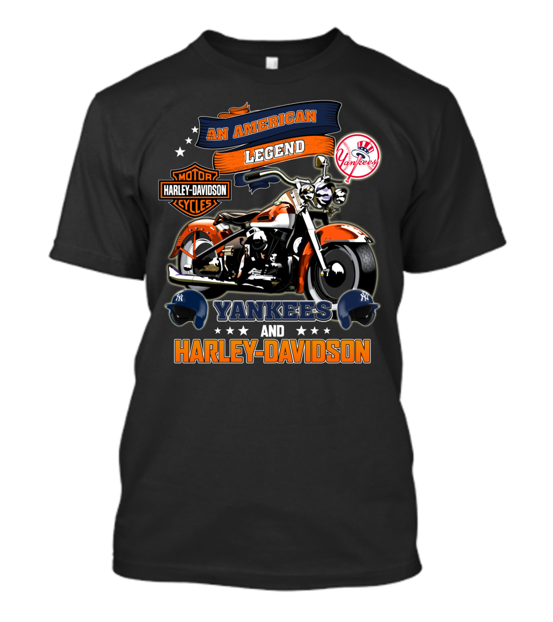 An American Legend Yankees And Harley Davidson T-Shirt