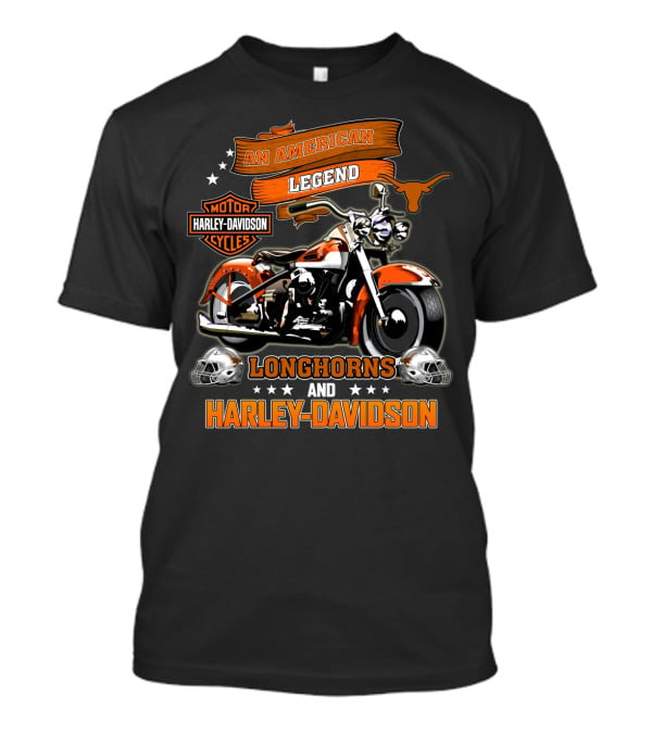 An American Legend Longhorns And Harley Davidson T-Shirt