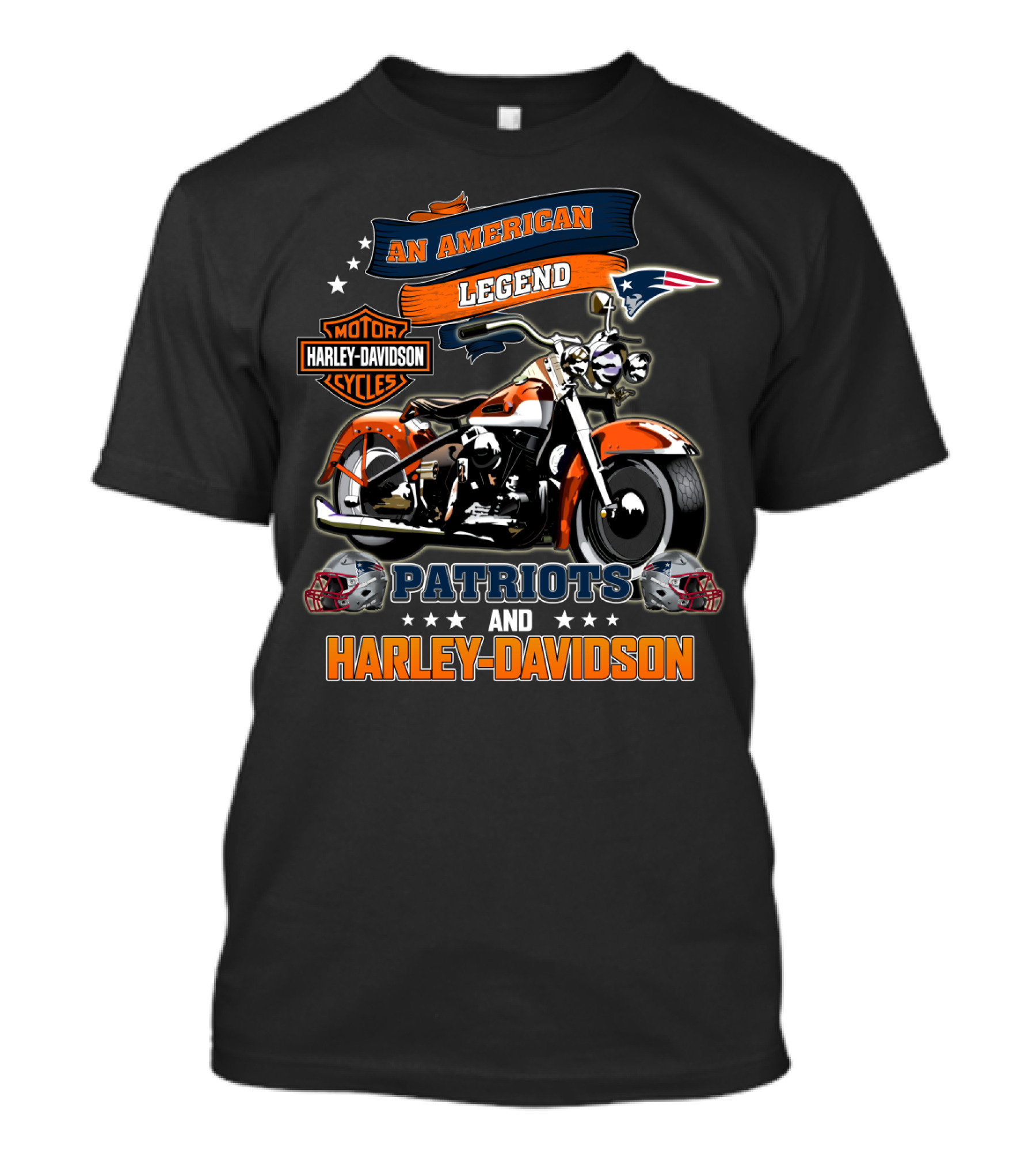 An American Legend New England Patriots And Harley Davidson Motorcycles T-Shirt