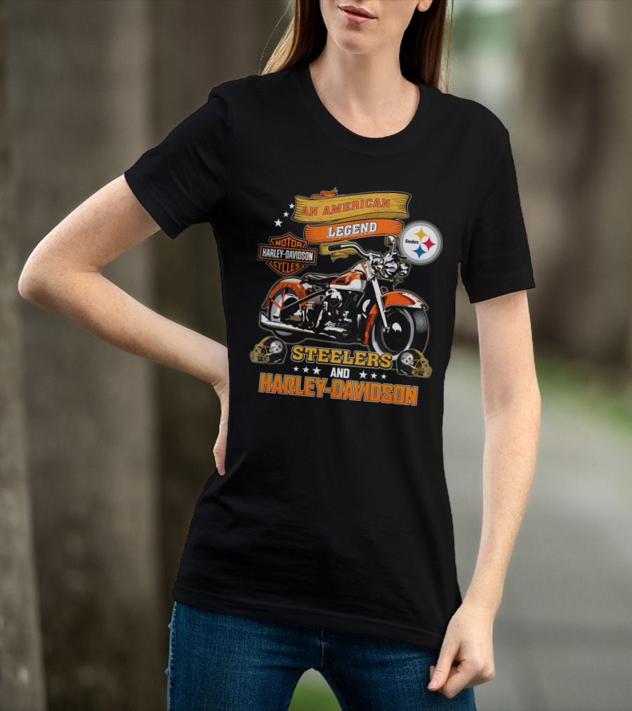 An American Legend Steelers And Harley Davidson T-Shirt
