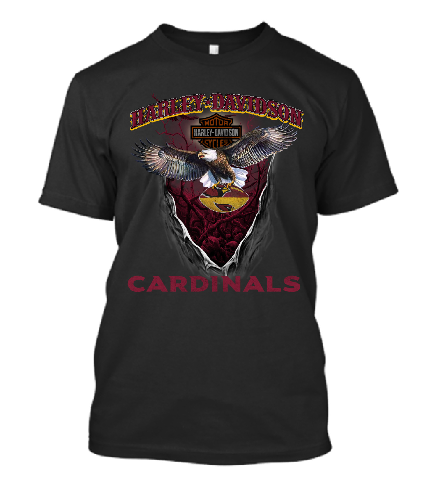 Harley Davidson Motor Cycles Eagle Cardinals T-Shirt