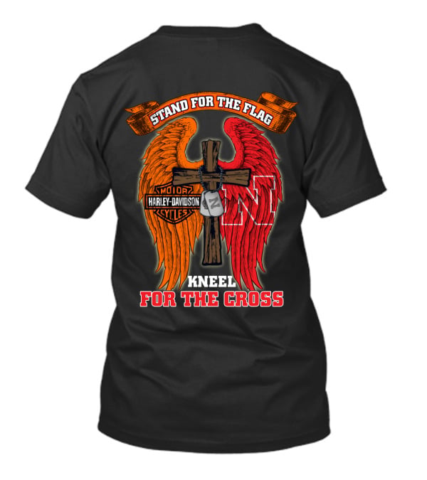 Stand For The Flag Kneel For The Cross Harley Davidson Nebraska Cornhuskers T-Shirt