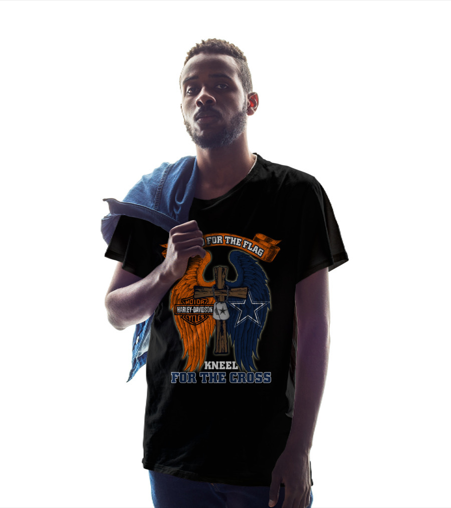 Stand For The Flag Kneel For The Cross Harley Davidson Dallas Cowboys T-Shirt