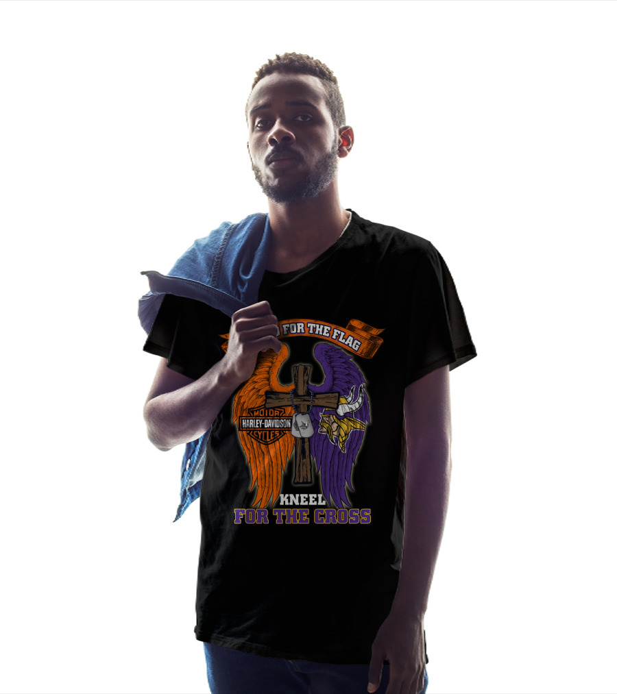 Stand For The Flag Kneel For The Cross Harley Davidson Minnesota Vikings T-Shirt