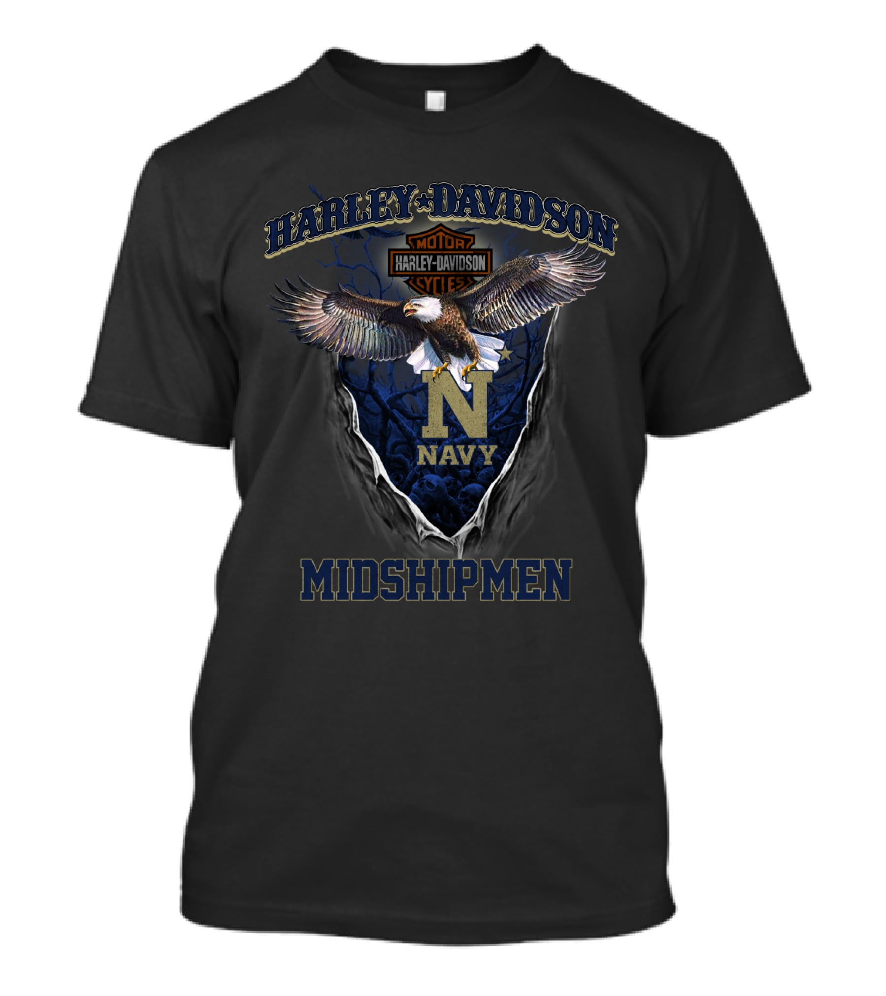 Harley Davidson Motor Cycles Navy Midshipmen T-Shirt