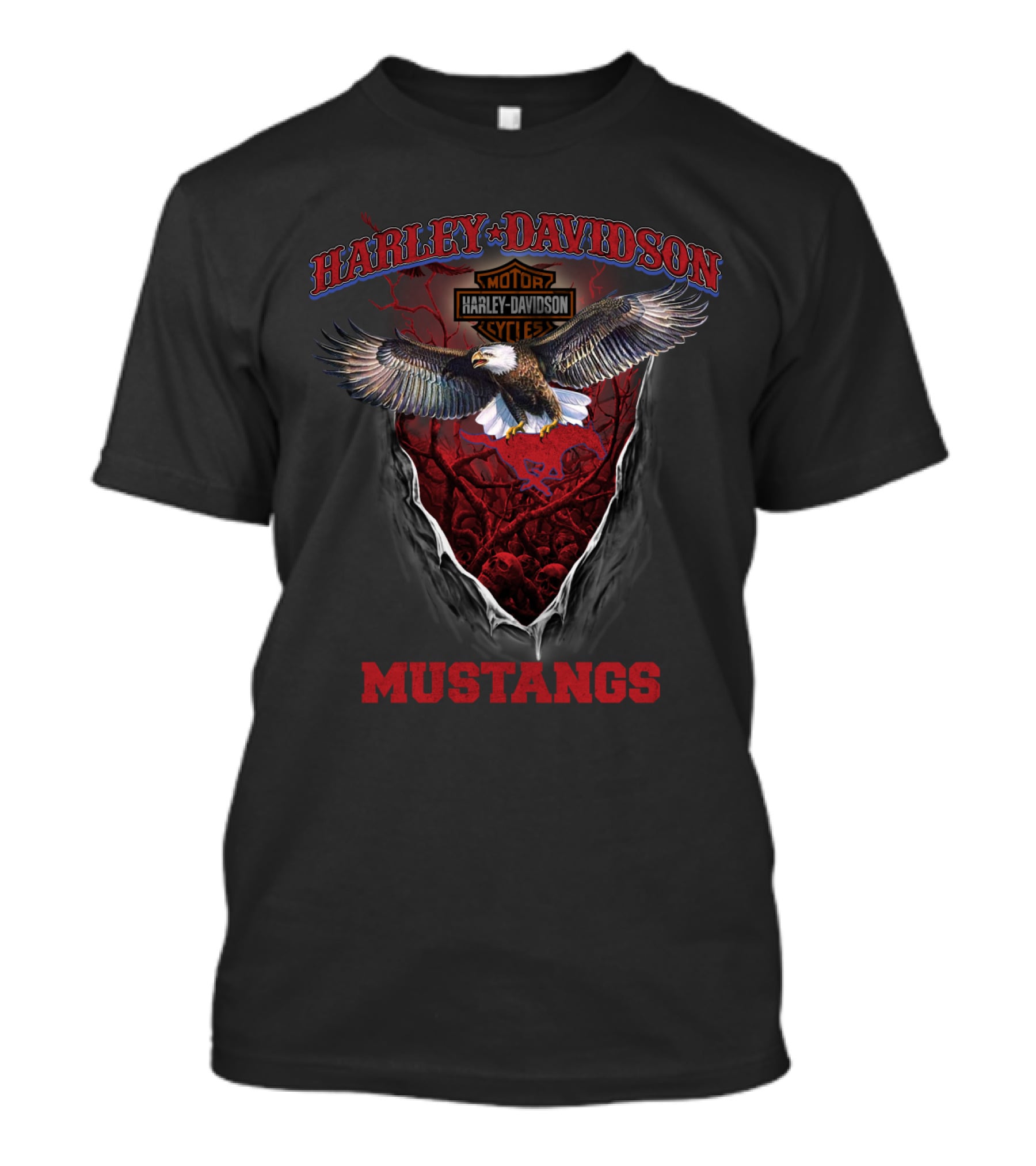 Harley Davidson Motorcycles Eagle Mustangs T-Shirt