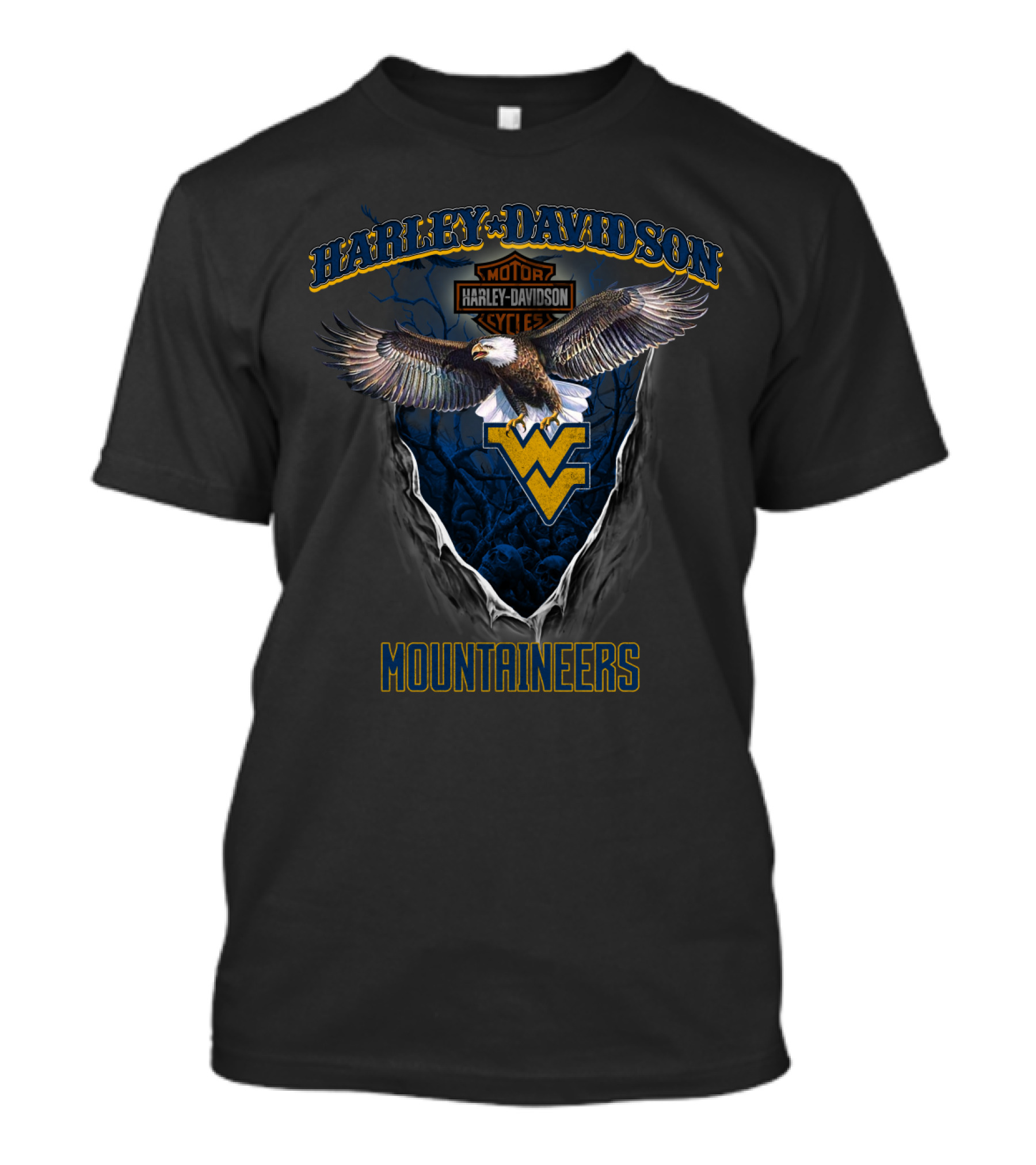 Harley Davidson Motor West Virginia Mountaineers Eagle T-Shirt