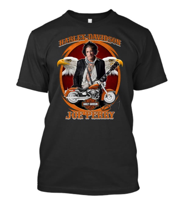 Harley Davidson Motor Cycles Joe Perry Eagles Motorcycle Guitar T-Shirt