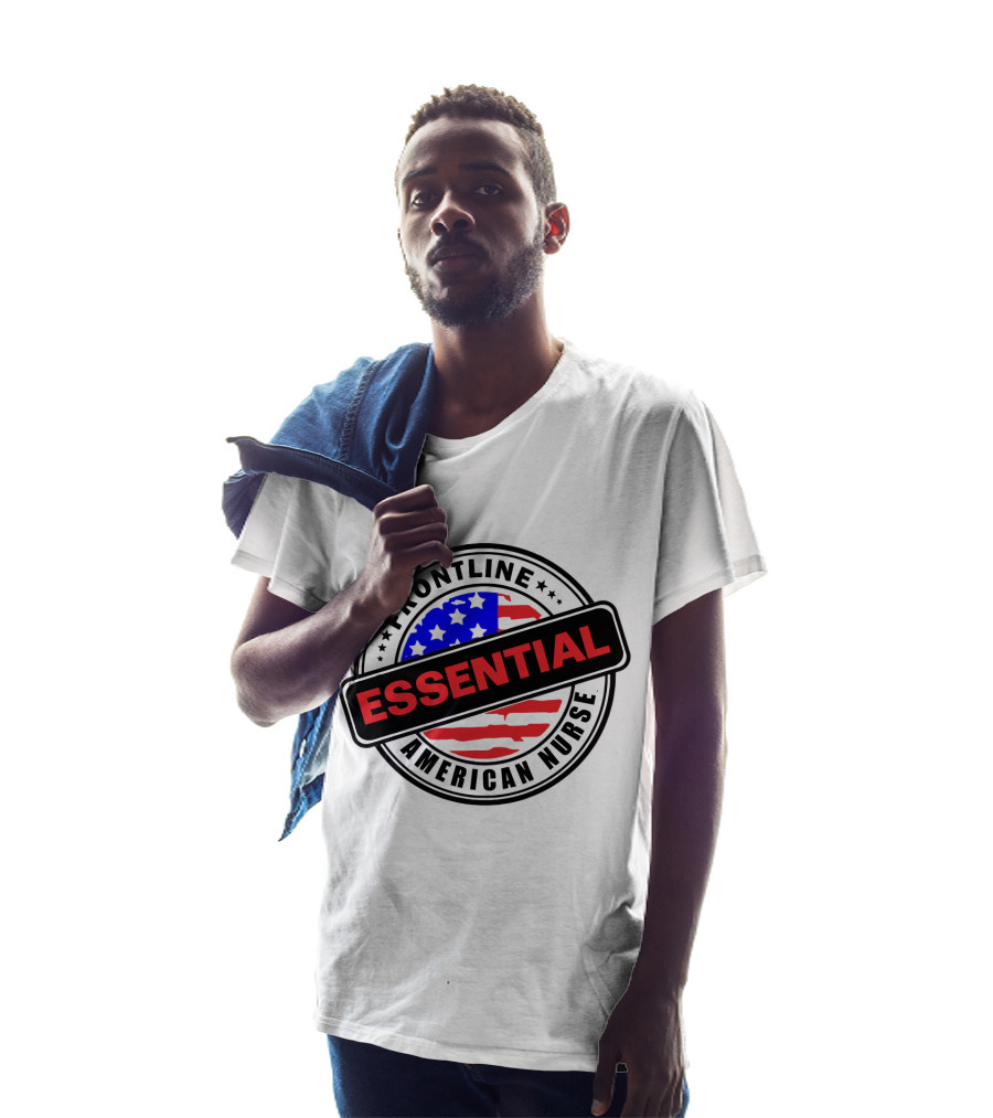 Frontline Essential American Nurse Hero USA Flag T-Shirt