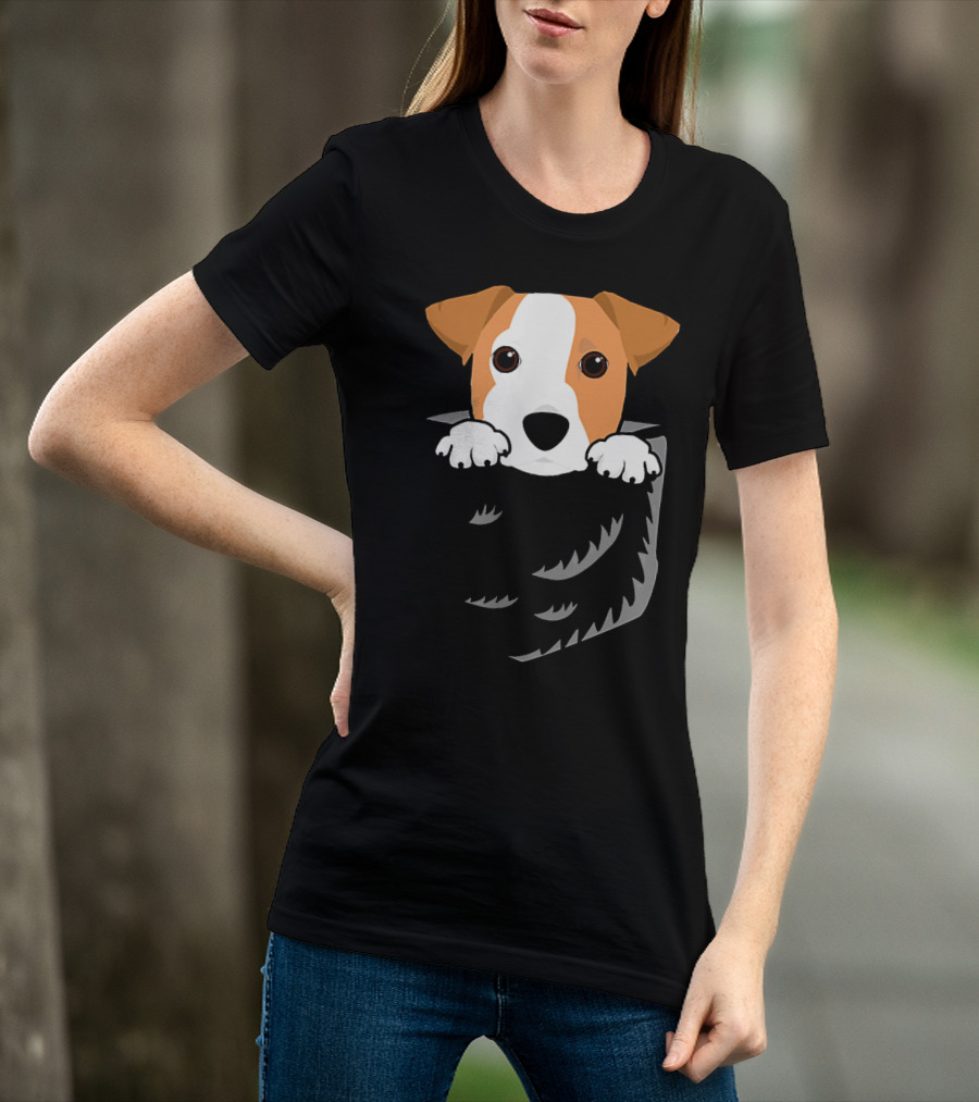 Adorable Jack Russell Terrier In Pocket Looking Out T-Shirt