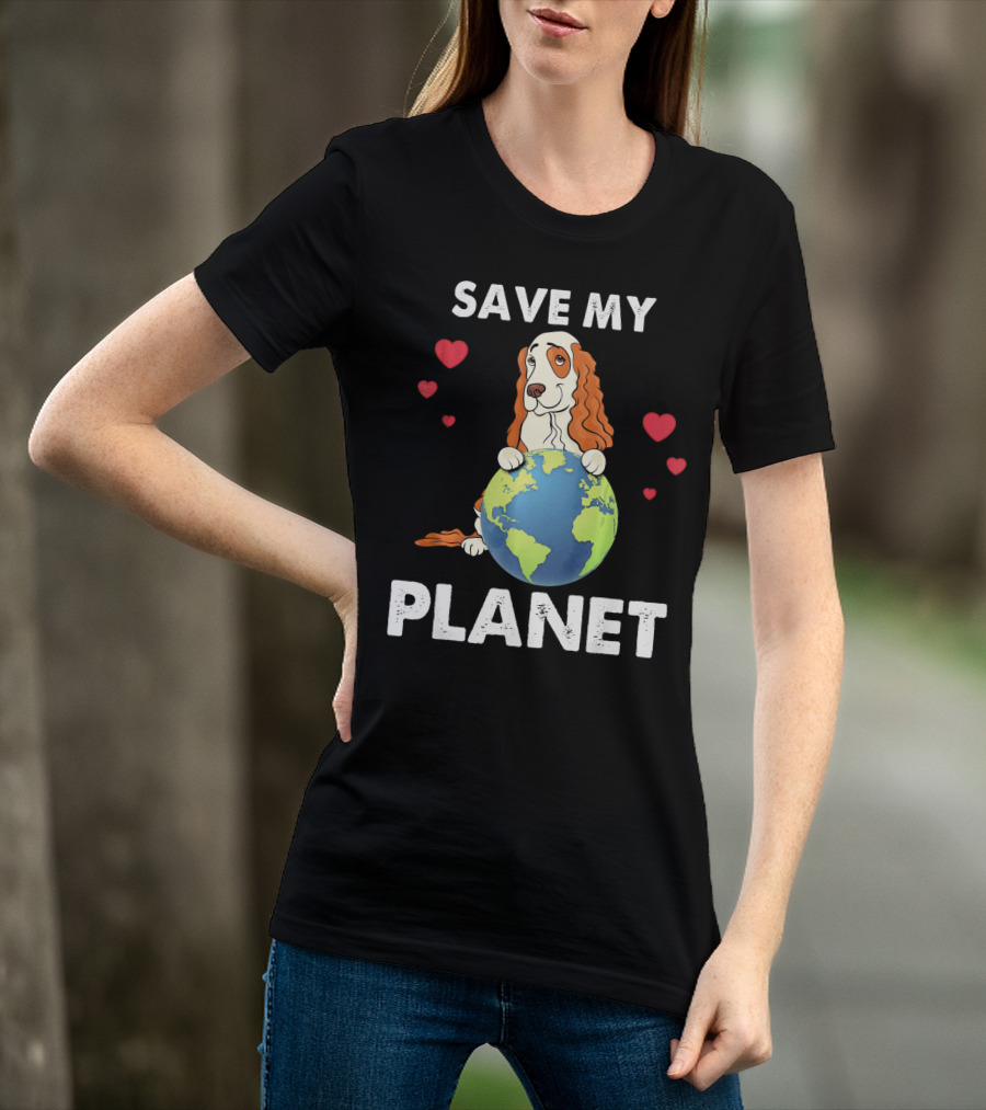 Save My Planet American Cocker Spaniel Dog Love Earth T-Shirt