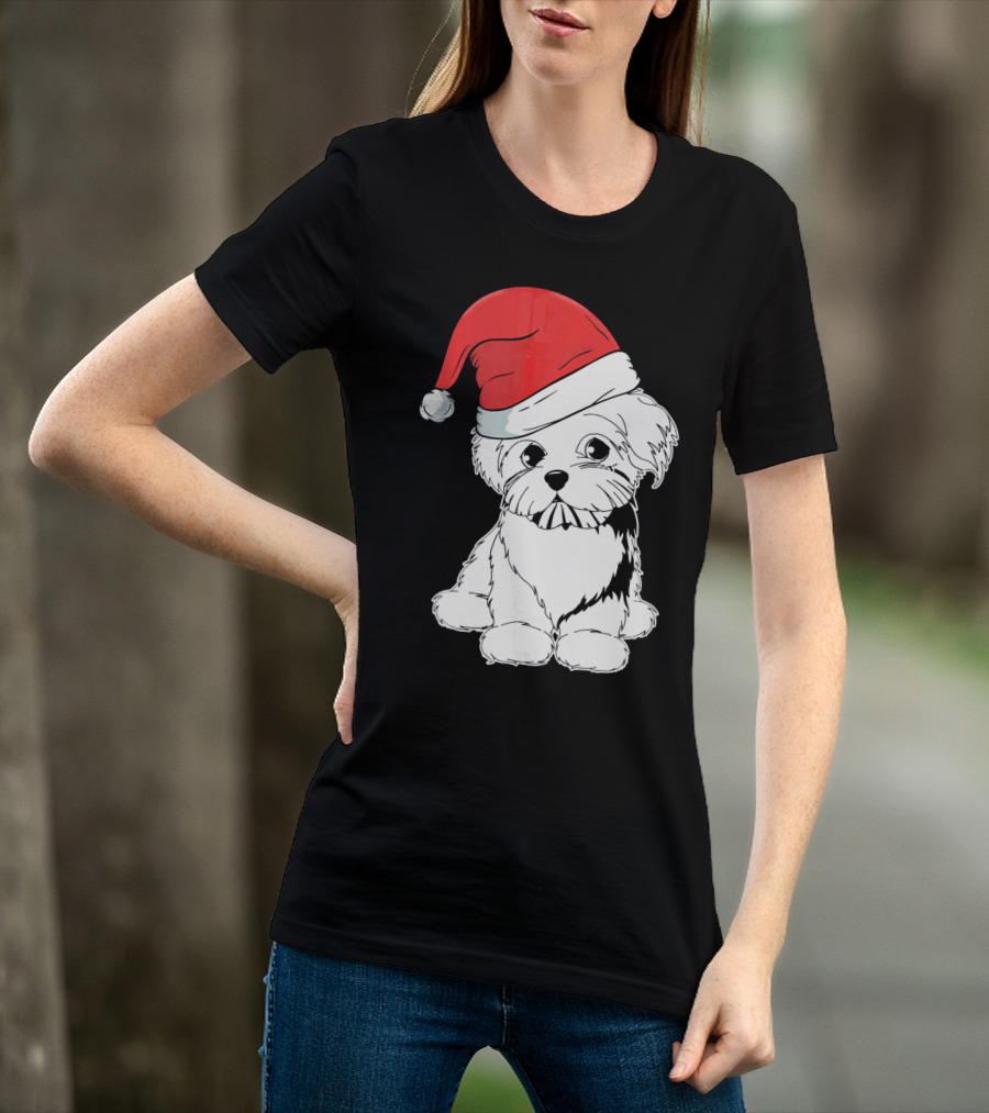 Best Christmas Maltese Santa Hat T-Shirt