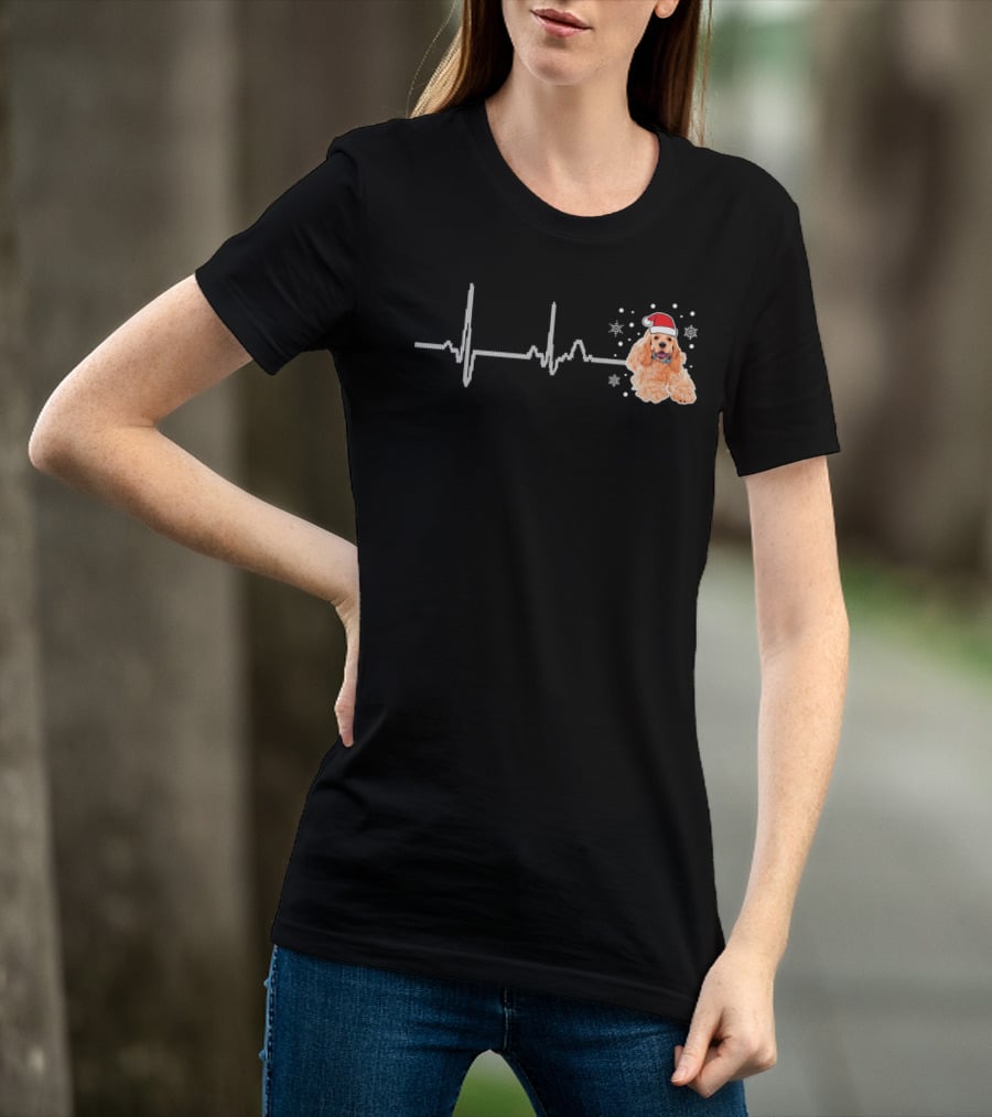 I Love My Soft Cocker Spaniel Heartbeat Dog Pajama Santa Hat T-Shirt