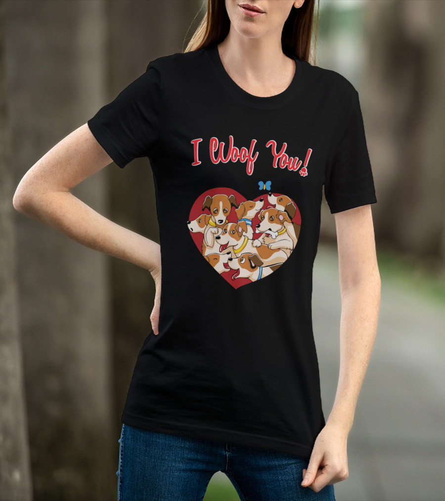 I Woof You Jack Russell Terrier Valentines Day Heart Puppies T-Shirt