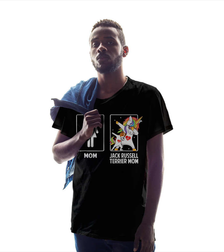 Jack Russell Terrier Mom Unicorn Dabbing With Colorful Mane And Stars T-Shirt
