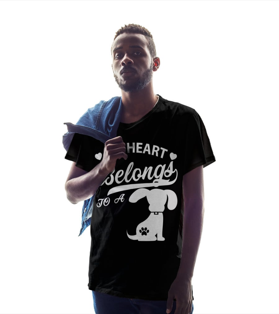 My Heart Belongs To A Dog With Paw Print And Hearts T-Shirt