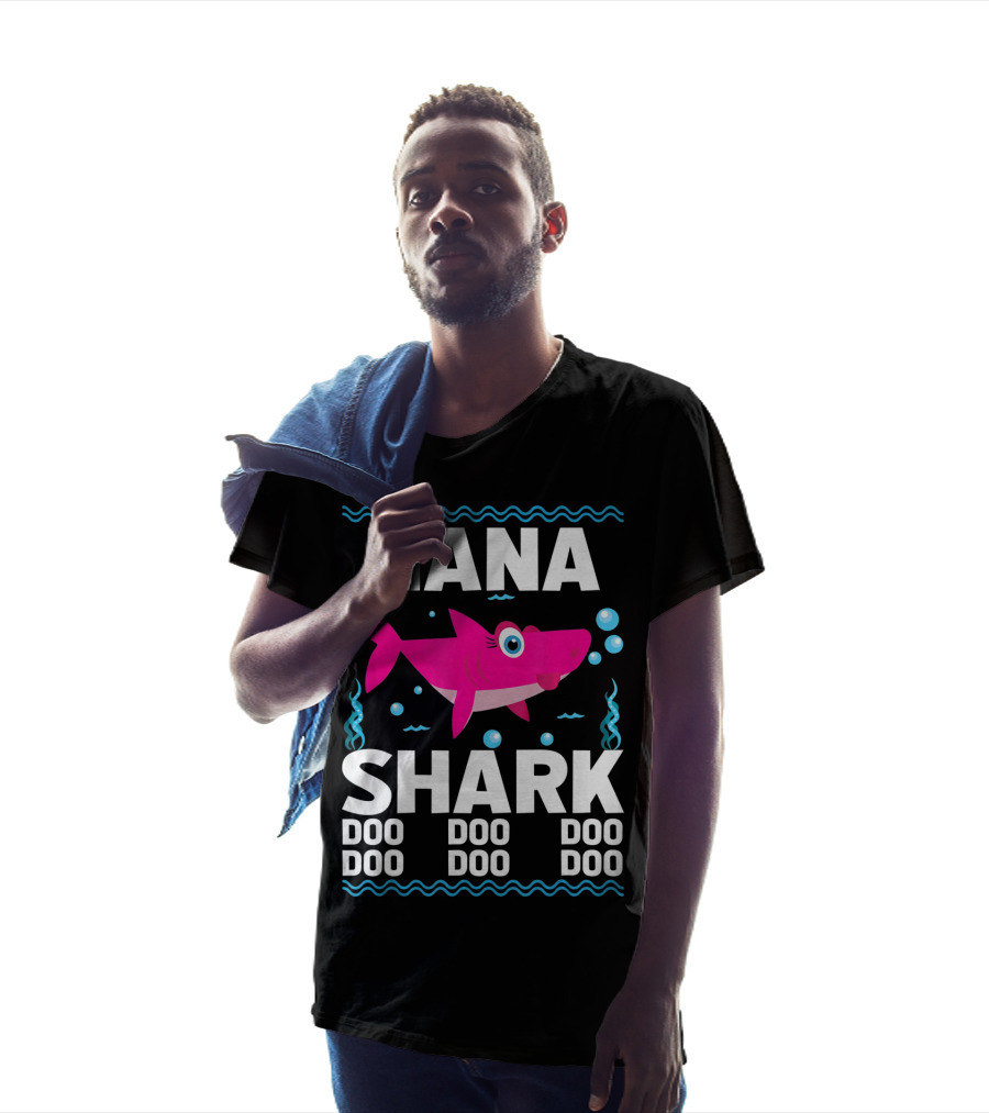 Nana Shark Doo Doo Pink Cartoon With Bubbles T-Shirt