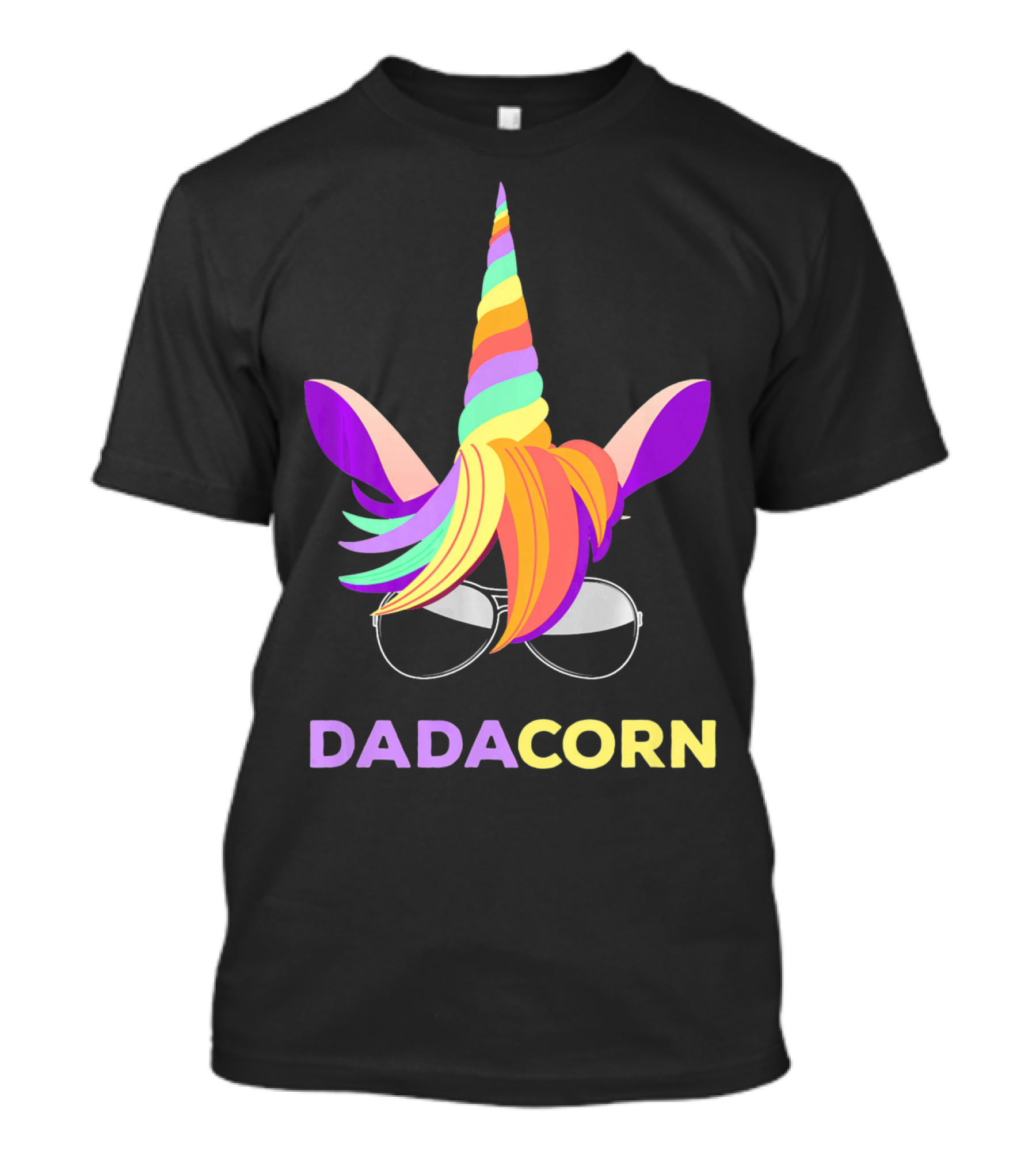 Unicorn Dad Funny Dadacorn Rainbow Horn Sunglasses T-Shirt