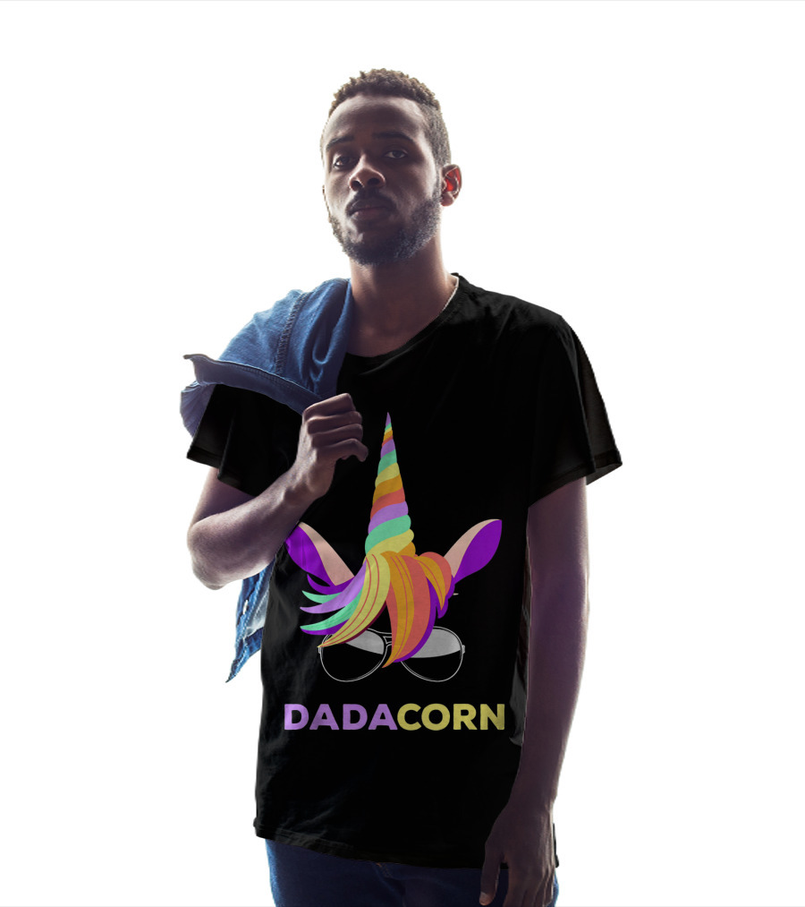 Unicorn Dad Funny Dadacorn Rainbow Horn Sunglasses T-Shirt