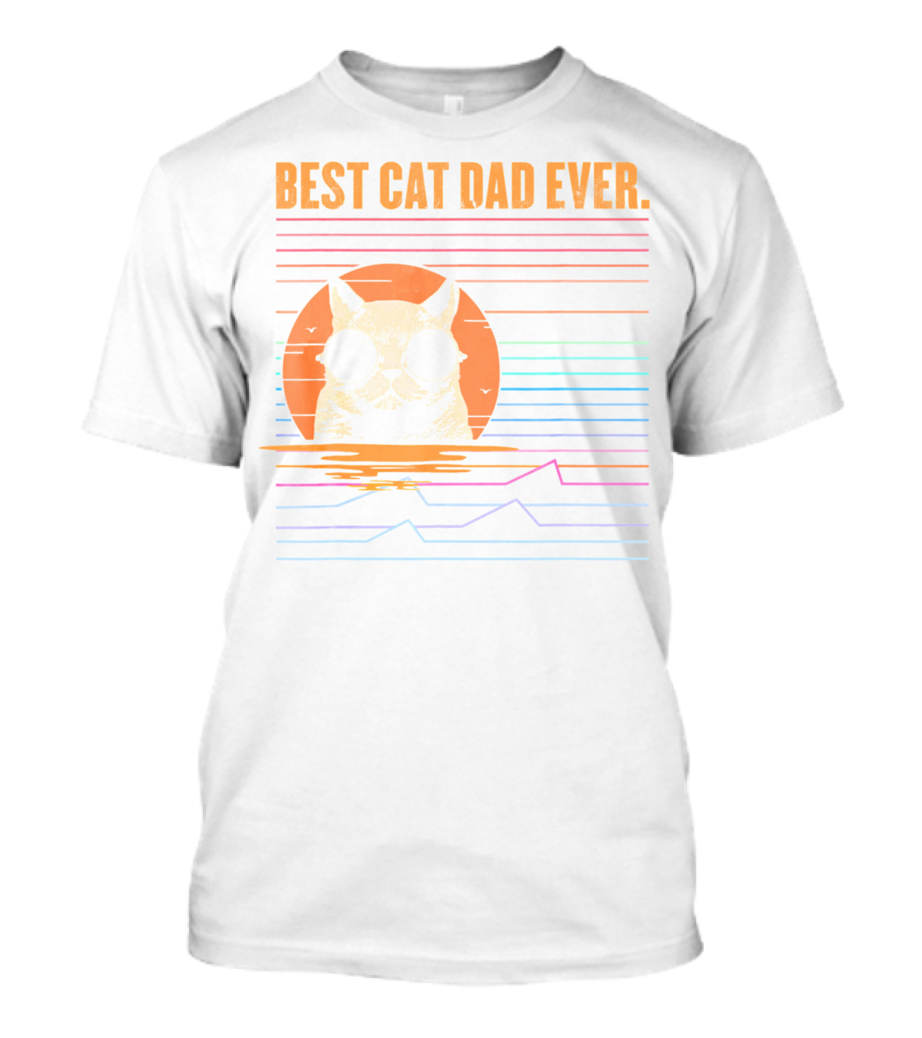 BEST CAT DAD EVER Retro Sunglasses Cat Sunset T-Shirt
