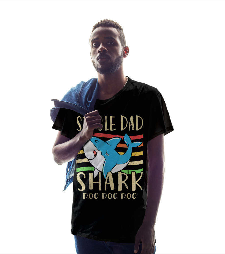 Single Dad Shark Doo Doo Doo Retro Vintage T-Shirt