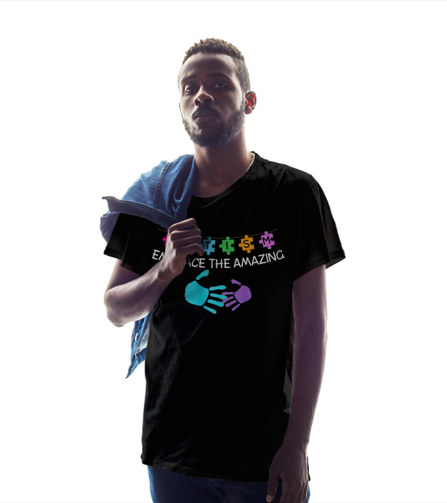 Autism Embrace The Amazing Puzzle Piece Hands T-Shirt