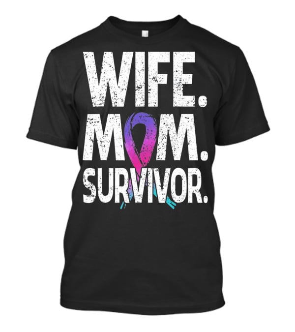 Wife Mom Survivor Thyroid Cancer Awareness T-Shirt