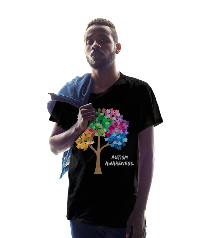 Autism Awareness Puzzles Tree Adults Rainbow T-Shirt