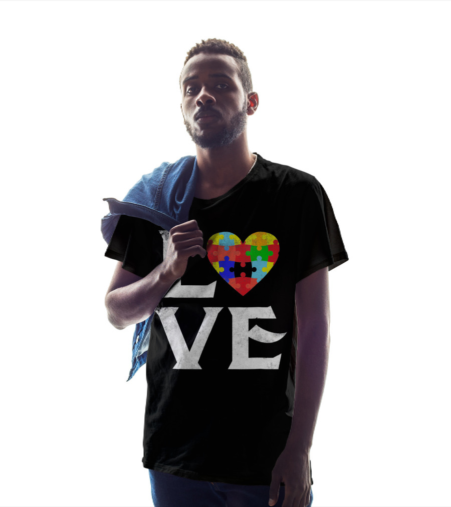 Love Heart Puzzles Autism Awareness T-Shirt