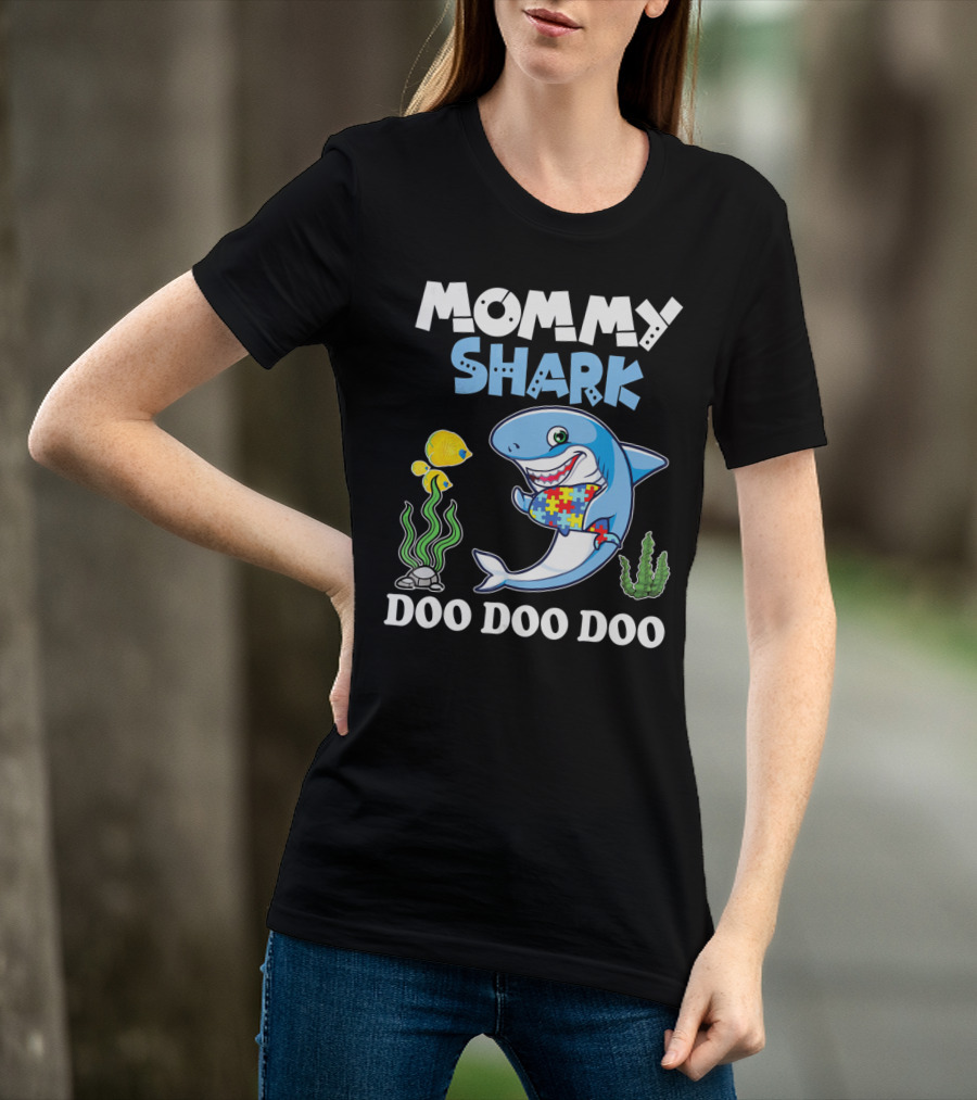 Mommy Shark Doo Doo Doo Puzzle Fish Sea Plants T-Shirt