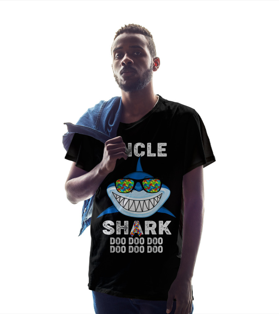 Uncle Shark Doo Doo Doo Autism Awareness Puzzle Sunglasses T-Shirt