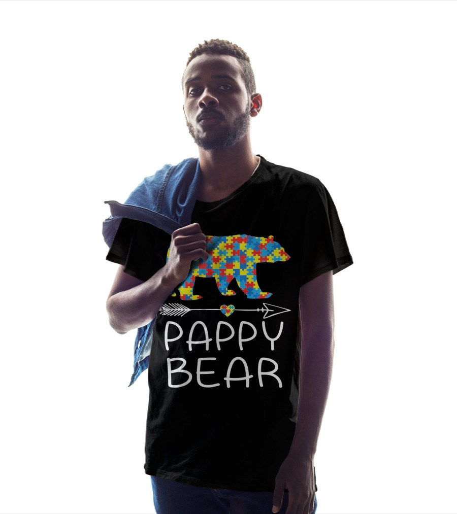 Pappy Bear Autism Awareness Puzzle Heart Arrow T-Shirt