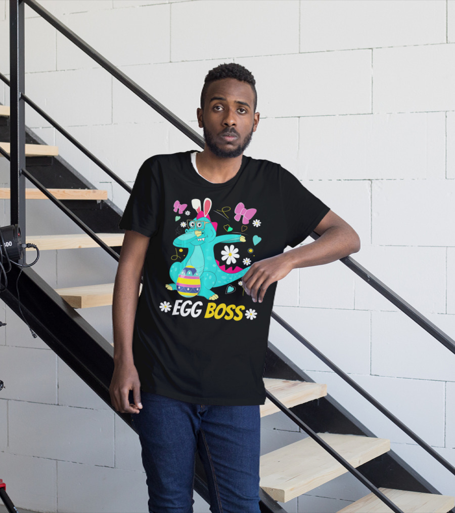 Egg Boss Easter Egg Hunt T-Rex Boys Easter T-Shirt