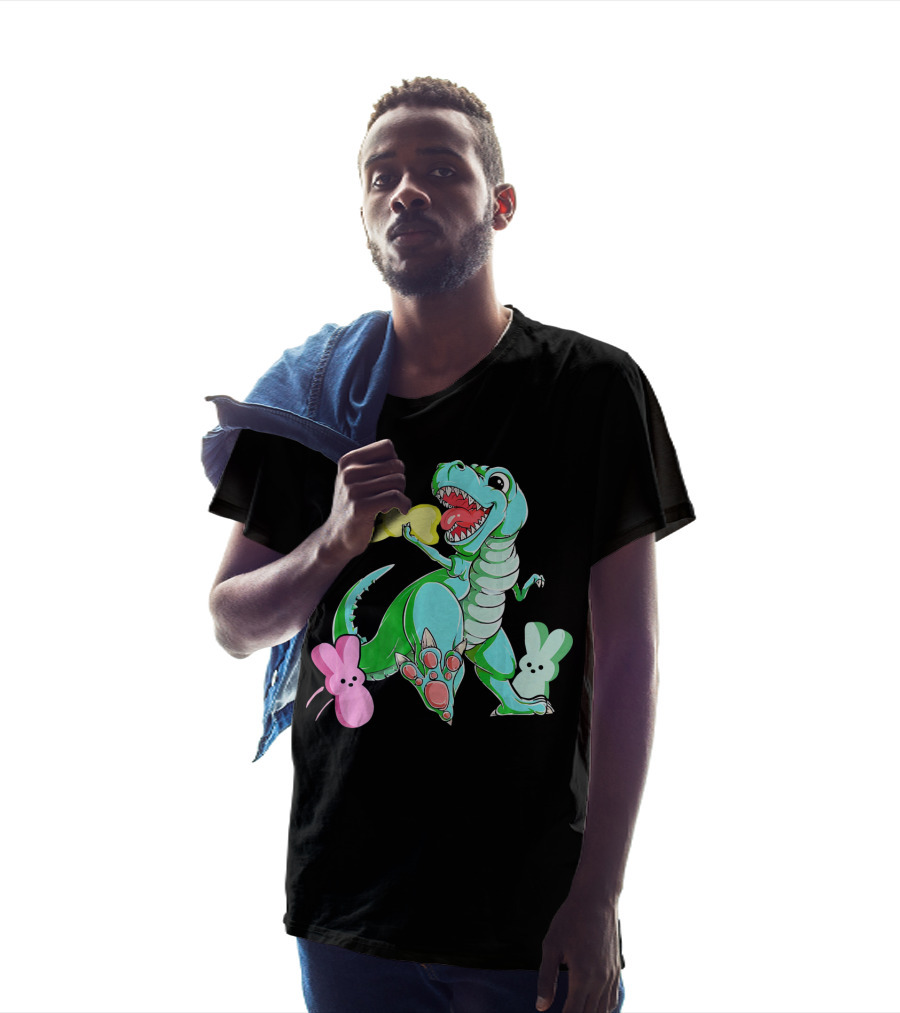 Dinosaur Rex Eat Bunny Peeps Happy Easter T-Shirt